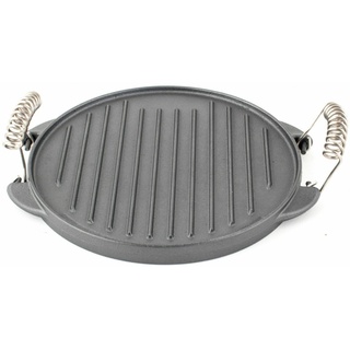 Gusseisen runde Grillplatte Grillaufsatz 32cm Platte Guss für Gaskocher Gasgrill