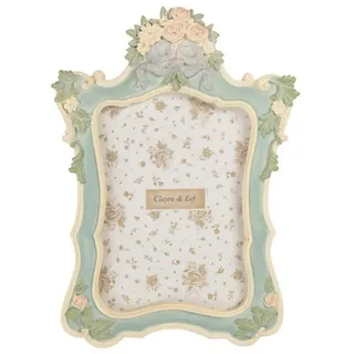 Clayre & Eef Bilderrahmen Romantischer Bilderrahmen barock pastell Blumenbukett 13 x 18 cm