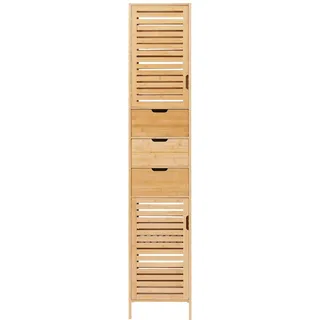 [en.casa] Boksereys Hochschrank 180 x 35 x 35 cm Beige Bambus