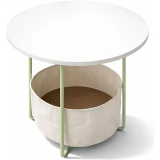 Relaxdays Beistelltisch mit Korb Creme,Türkis