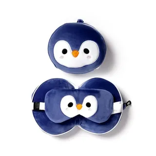 Puckator Relaxeazzz Plüsch Pinguin Reisekissen 14 x 27 x 6 cm Blau