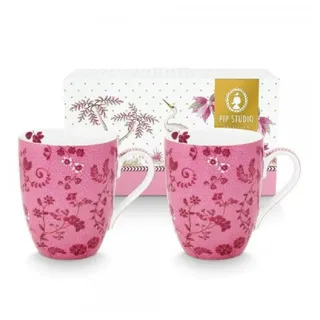 Pip Studio Jolie Flowers Becher 0,35 l Rosa 2 St.