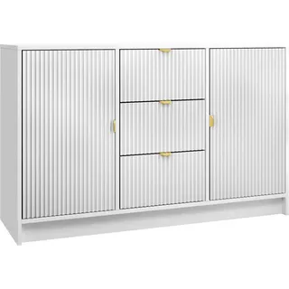 Mirjan24 Sideboard, Weiß, Metall, 3 Schubladen, Rechteckig, 118x75x40 cm, Wohnzimmer, Kommoden & Sideboards, Sideboards
