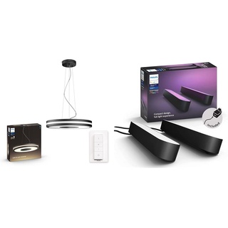 Philips Hue Being LED Pendelleuchte, inkl. Dimmschalter, dimmbar, schwarz & White & Color Ambiance Play Lightbar Doppelpack schwarz 2x490lm, dimmbar, bis zu 16 Millionen Farben