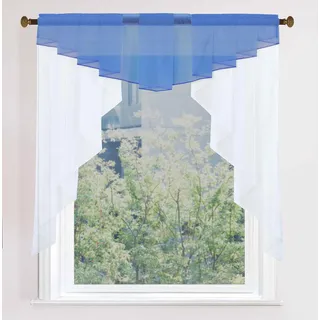 Gardinenbox Scheibengardine Stangendurchzug 100 x 100 cm Blau