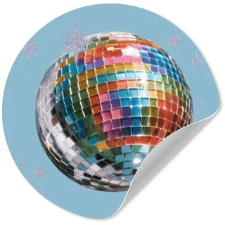 MuchoWow Wandsticker Discokugel - Schimmernde Sterne - Regenbogen (1 St), Runde Aufkleber für Kinderzimmer, Selbstklebend, 120x120 cm 120 cm x 120 cm x 0.1 cm
