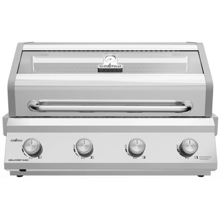 Grillfürst Gasgrill G401E - 4-Brenner Edelstahl, Einbau Gasgrill mit Sichtscheibe, Outdoorküchen Grill mit doppelwandigem Deckel und Edelstahl-Rosten, Built In Modell
