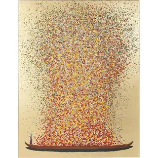 Kare Leinwandbild Flower Boat, Pink/Gold, 50x40 cm, Wandbild, Canvas, Blumen Motiv, Klein, Wohnzimmer