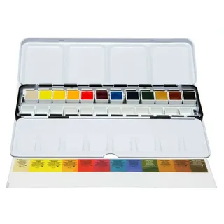 Daniel Smith 285650107 DS285650107 Color Hand Poured Set in a METAL BOX with BONUS Empty Half Pans, Material: Metall, 12 Farben, 1 Stück (1er Pack)