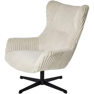 Jahnke Lounge-Sessel Cord 83 x 102 x 80 cm Weiß drehbar, gepolstert