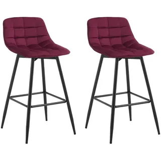 Woltu Barhocker 2er Set Samt Metall 2er Set Bordeaux