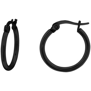BUNGSA Creolen-Set Creolen klassisch schwarz 15mm rund aus Edelstahl Unisex (1 Paar (2 Stück), 2-tlg), Ohrschmuck Ohrringe schwarz