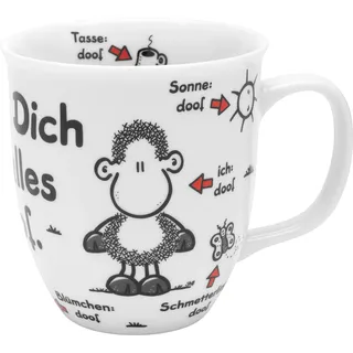 Sheepworld Tasse "Ohne Dich ist alles doof" | Porzellan, 40 cl, Kaffeetasse mit Spruch und Motivdruck | Geschenk für Verliebte, Valentintstag | 48125