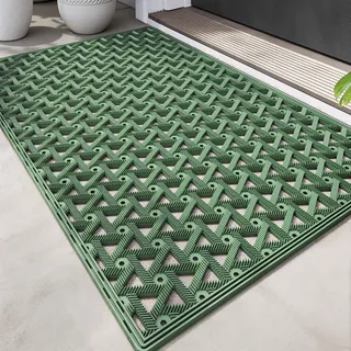 DEXI Fußmatte Außen 61 x 91 cm, rutschfeste & Wetterfest, Grün | Wasserdicht Schmutzfangmatte mit Drainagelöchern, Robuste Türmatte für Haustür, Eingang, Terrasse & Balkon