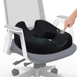 Memory Foam Sitzkissen, Orthopädisches Sitzkissen, Ergonomisches Sitzkissen, Bürostuhl Kissen, Steißbeinkissen, Entlastet den Rücken - Schwarz