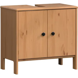 welltime Waschbeckenunterschrank Kall (1-St) Waschtisch aus Kiefer-Massivholz in Weiß oder Braun (honigfarben) braun