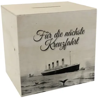 Für die nächste Kreuzfahrt Spardose aus Holz mit Titanic-Motiv um auf einen Wunsch zu sparen für Liebhaber von Titanic Kreuzfahrt Eisberg Schiff