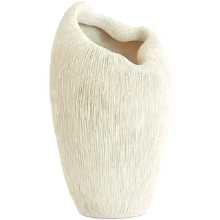 Light & Living Vase Denisa - Creme - 21.5x20.5x36.5cm | Oval - Modern - Kunststoff - Blumenvase - Vase für Trockenblumen - Vasen decko