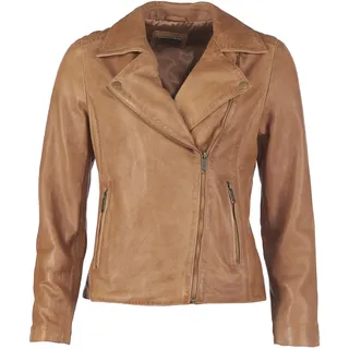 Bikerjacke JCC "1703", Damen, Gr. 38, braun (cognac), Obermaterial 100% Ziegenleder / Futter: 100% Baumwolle, Jacken