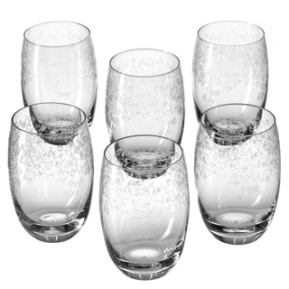 Leonardo Chateau Trink-Gläser 6er Set, Glas-Becher mit floralem Muster, spülmaschinenfeste Wasser-Gläser, Saft-Gläser mit Gravr, Höhe 12,5 cm, 460 ml, 061595