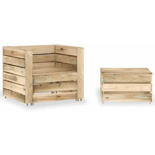 vidaXL Garten-Lounge-Set 2-tlg. natur 316204