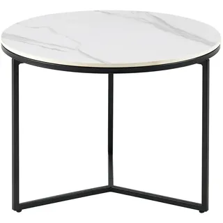 Livetastic Beistelltisch, Schwarz, Weiß, Metall, Keramik, rund, 60x45x60 cm, Wohnzimmer, Wohnzimmertische, Beistelltische, Beistelltische Metall