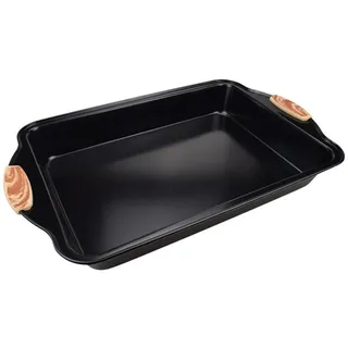 Schäfer Elektronik Backform mit Silikongriffe in Holz-Optik 37x33x2 cm Antihaft, Pizzaform, (1-tlg)