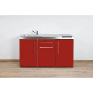 Stengel Miniküche Küchenzeile 150cm Premiumline MP150, Kühlschrank Rot