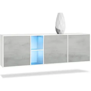 Vladon Sideboard, Hellgrau, Holzwerkstoff, 182x53x35 cm, Wohnzimmer, Kommoden & Sideboards, Sideboards
