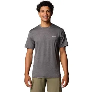 COLUMBIA T-Shirt KwickHikeTM, Größe L in Braun Black Heather, Linear View Multi