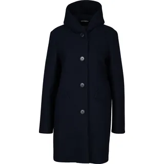 Kurzmantel FUCHS SCHMITT "Wollstrickmantel", Damen, Gr. 40, navy, Web, Obermaterial: 50% Polyester, 30% Baumwolle, 15% Schurwolle, 5% Polyacryl, clean, unifarben, Po-bedeckend, Mäntel Kurzmantel, mit Schurwolle, Kapuze