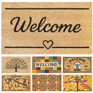 LUA VIKA Fußmatte Kokos - Classic Welcome - 40x70 cm - Fussmatte Aussen und Innen - Fussmatten Haustür - Türmatte Außen - Fußmatten - Kokosmatte Fußmatte