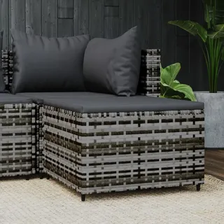 Gartenhocker Mit Kissen Grau Poly Rattan
