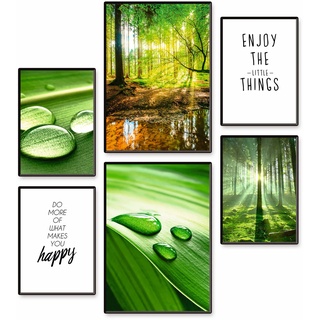Poster ARTLAND "Genieße die Natur" Bilder Gr. B/H/T: 42 cm x 29,7 cm x 0,1 cm, Poster Baumbilder Hochformat, 6 St., grün Poster 6er Set, 2xDIN A3 4xDIN A4, ohne Rahmen
