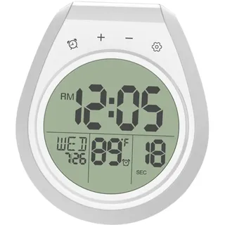 DOITOOL Digitale Badezimmeruhr mit Saugnapf Temperaturanzeige und Stilvollem Design aus Kunststoff und Eisen für Küche und Bad