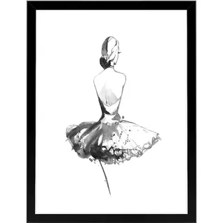 Homemania Bild mit Rahmen, Ballerina-Dekoration, Wandkunst, Wandkunst, für Wohnzimmer – mehrfarbig aus MDF, Glas, Papier, Karton, 32 x 3,6 x 42 cm
