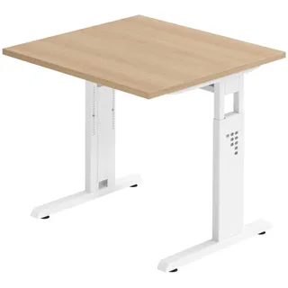 bümö Schreibtisch Serie-O Eiche / Weiß