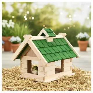 Mucola Vogelhaus Vogelhaus Weiß Vogelfutterhaus aus Holz Vogelvilla Vögel Ständer, Liebevolle Handarbeit bunt|grün