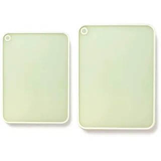 CLOVE Salbeigrün Schneidebrett Kunststoff Groß 40x30 Klein 34x24 1cm Dicke | 2er-Set HDPP BPA-Frei Spülmaschinenfest, Solide Küche Fleisch Brett Saftrille Plastik PP Antibakterielle Beige Rutschfeste