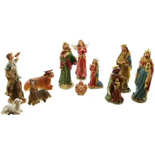 Dekoleidenschaft Krippenfigur Figurenset für die Weihnachtskrippe, Krippenfiguren, Weihnachtsfiguren (11 St), mit Maria, Joseph, Jesuskind, hl. 3 Könige, Hirte & Tieren bunt