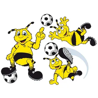 Wandtattoo WALL-ART "BVB Borussia Schriftzug mit Logo" Wandtattoos Gr. B/H/T: 80 cm x 60 cm x 0,1 cm, bunt Wandtattoos Wandsticker selbstklebend, entfernbar