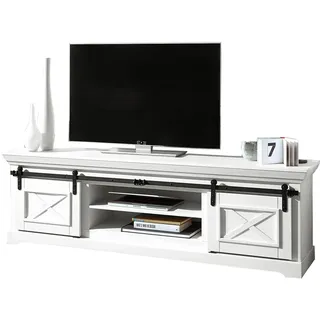 G + K TV-Lowboard ASPEN, Kiefernholz massiv gewachst - B 189 cm - 2 Rolltüren