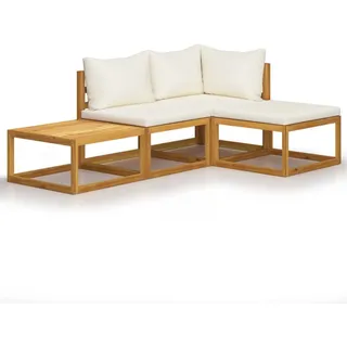 vidaXL 4-tlg Garten-Lounge-Set mit Auflagen Creme Massivholz Akazie Modell 1