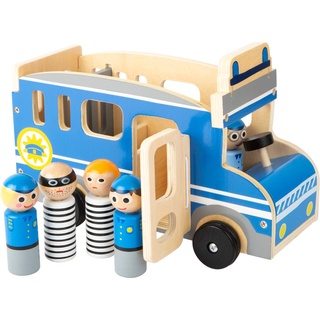 small foot 11459 Großer Polizeibus aus Holz, mit Spielfiguren und viel Platz für Mitfahrer und Diebe, ab 3 Jahren