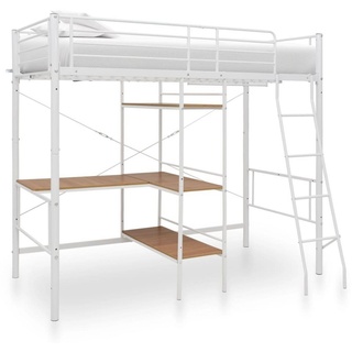 furnicato Bett Etagenbett mit Tischrahmen Weiß Metall 90x200 cm weiß
