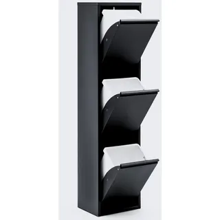 gowoll Mülltrennsystem 2-3-4 Fach Mülleimer Küche aus Metall Fleckenfest Wandmontage, Abfalleimer Küchenmülleimer mit Herausnehmbarer Inneneimer Recycling schwarz 3 x 15 L