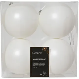 Kaemingk Weihnachtsbaumkugeln bruchfest 10 cm 4 Stück weiß matt