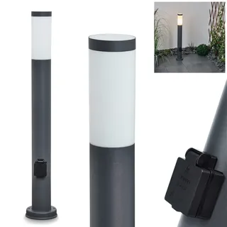HOFSTEIN Wegeleuchte Sessa, Außenwegeleuchte mit Steckdose aus Metall/Kunststoff in Anthrazit/Weiß, moderne Außenleuchte für Garten, Außenbereich, Hof, Terrasse, Höhe 80 cm, E27, IP44
