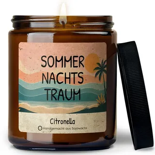 ﻿Sojawachs Citronella Kerze Outdoor mit natürlichem Citronellaöl - Anti Mücken Kerze für Garten, Terrasse & Balkon - Handmade in Berlin - 50h Brenndauer