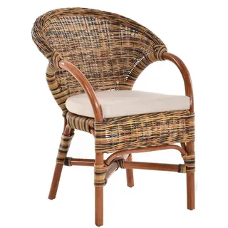 Krines Home Sessel Rattansessel Lounge Rattanstuhl Armlehne Clubsessel Wintergartensessel, Stapelbar bunt